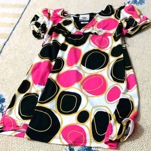Pink black gold polka-dot blouse